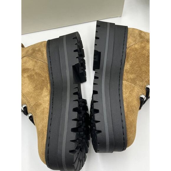 Marc Fisher Womens Pierson Lug Sole Combat Boot Leather/ Shearling Fur 6.5M New - Picture 8 of 16